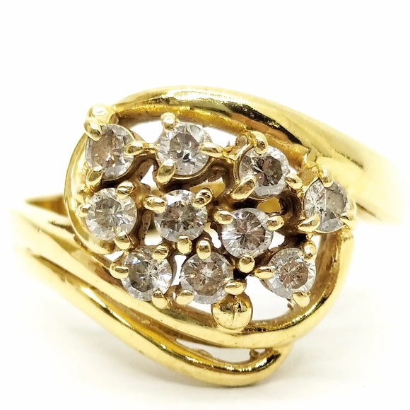 18k Diamond Ring yellow gold - Picture 4 of 14